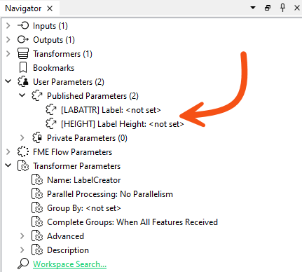 Example of user parameters in a custom transformer